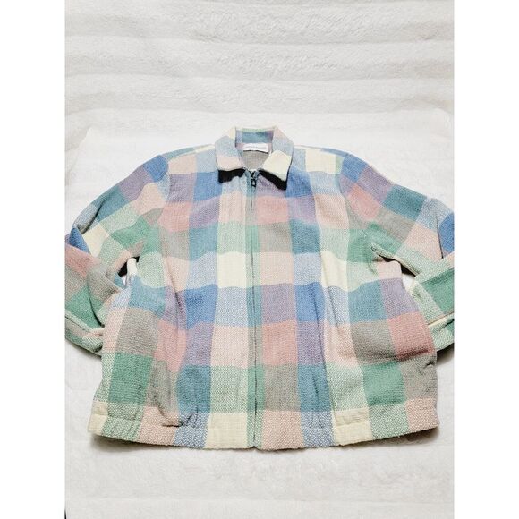 Alfred Dunner Jackets & Blazers - Alfred Dunner Jacket TWILL Plaid Check Womens 16 Full Zip Vintage Shoulder Pads